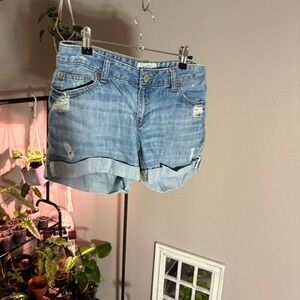 Aeropostale‎ Denim Shorts Distressed Cuffed Hem Light Wash Women's Size 5/6